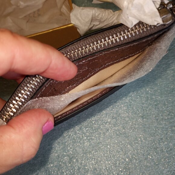 Lauren Ralph Lauren gunmetal crinkled metallic zip card case - Picture 4 of 8